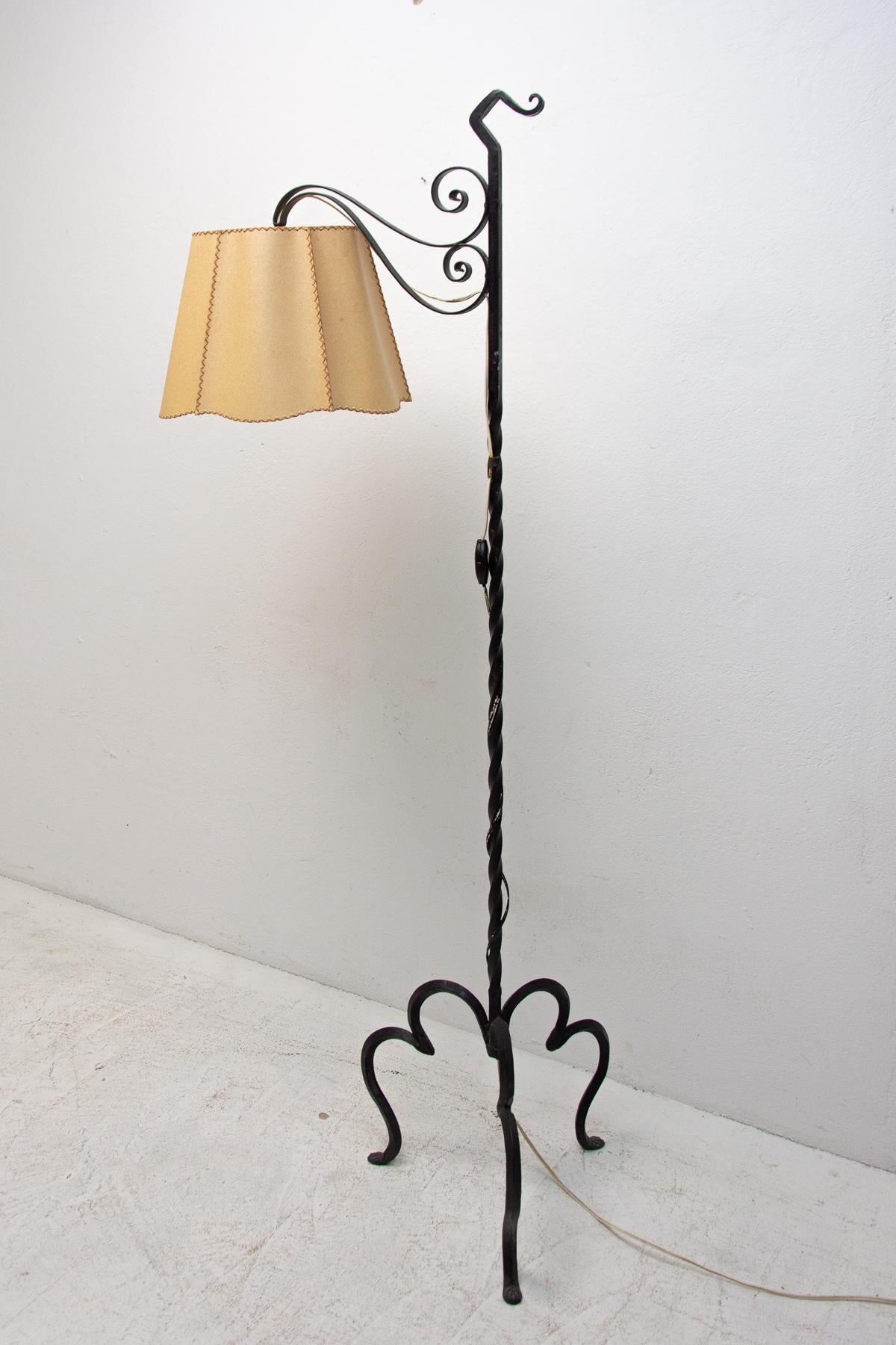 20th Century Antique Historicizing Iron Floor Lamp, 1930's, Bohemia, 1930's