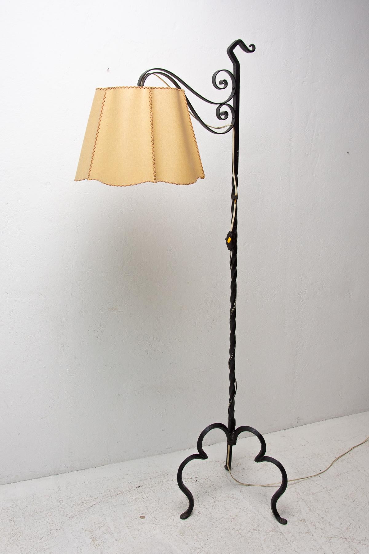 Antique Historicizing Iron Floor Lamp, 1930's, Bohemia, 1930's 1