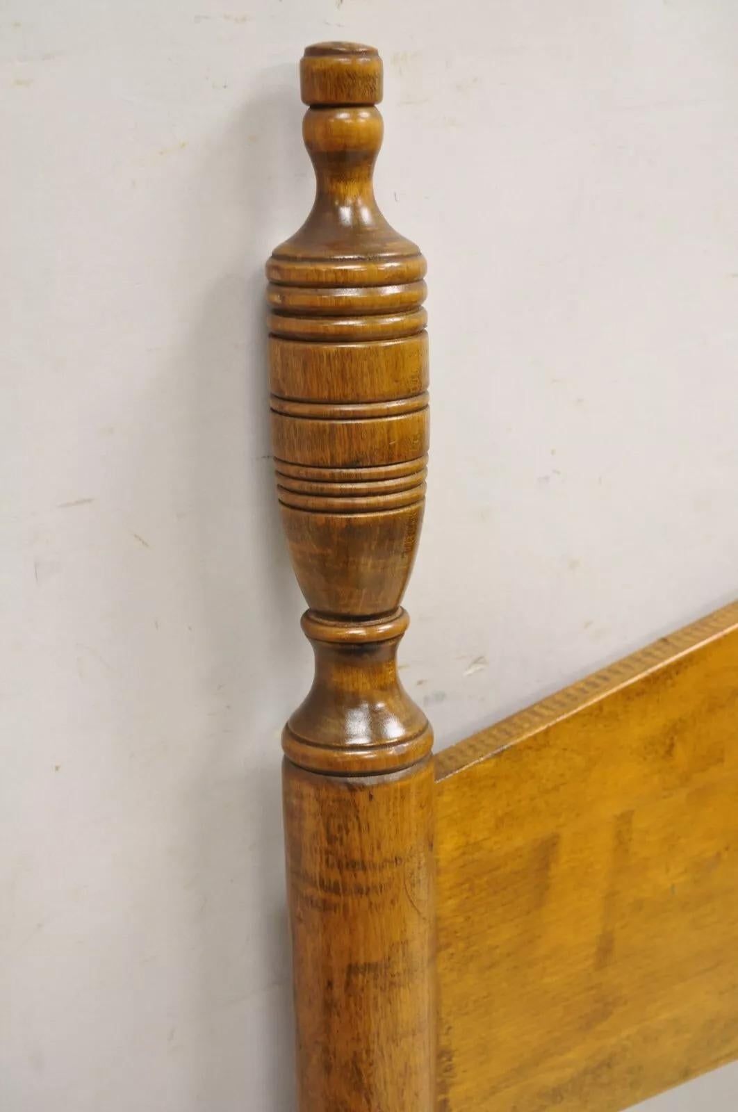 Antique Hitchcock Style Maple Wood Single Twin Bed Frames w/ Urn Finial - a Pair 5