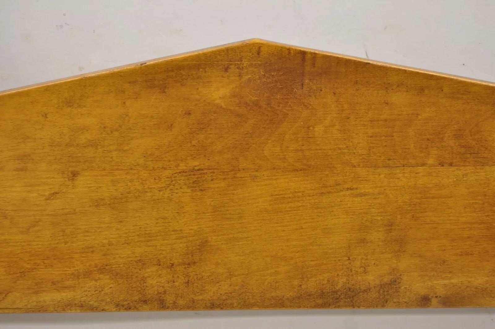Antique Hitchcock Style Maple Wood Single Twin Bed Frames w/ Urn Finial - a Pair 3