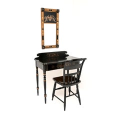 Antique Hitchcock Vanity Desk with Chair and Mirror
