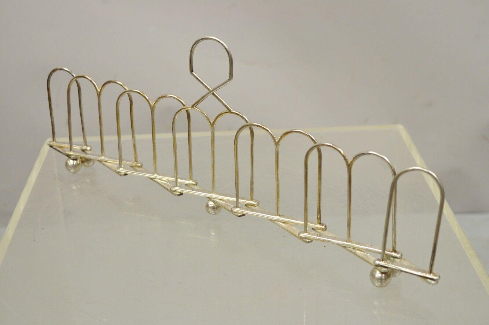 Antique HL & Co Silver Plated Edwardian Folding Expanding Toast Rack Holder In Good Condition In Philadelphia, PA
