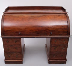 Antique Hobbs & Co. English Roll Top Cylinder Desk