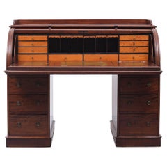 Antique Hobbs & Co. English Roll Top Cylinder Desk   