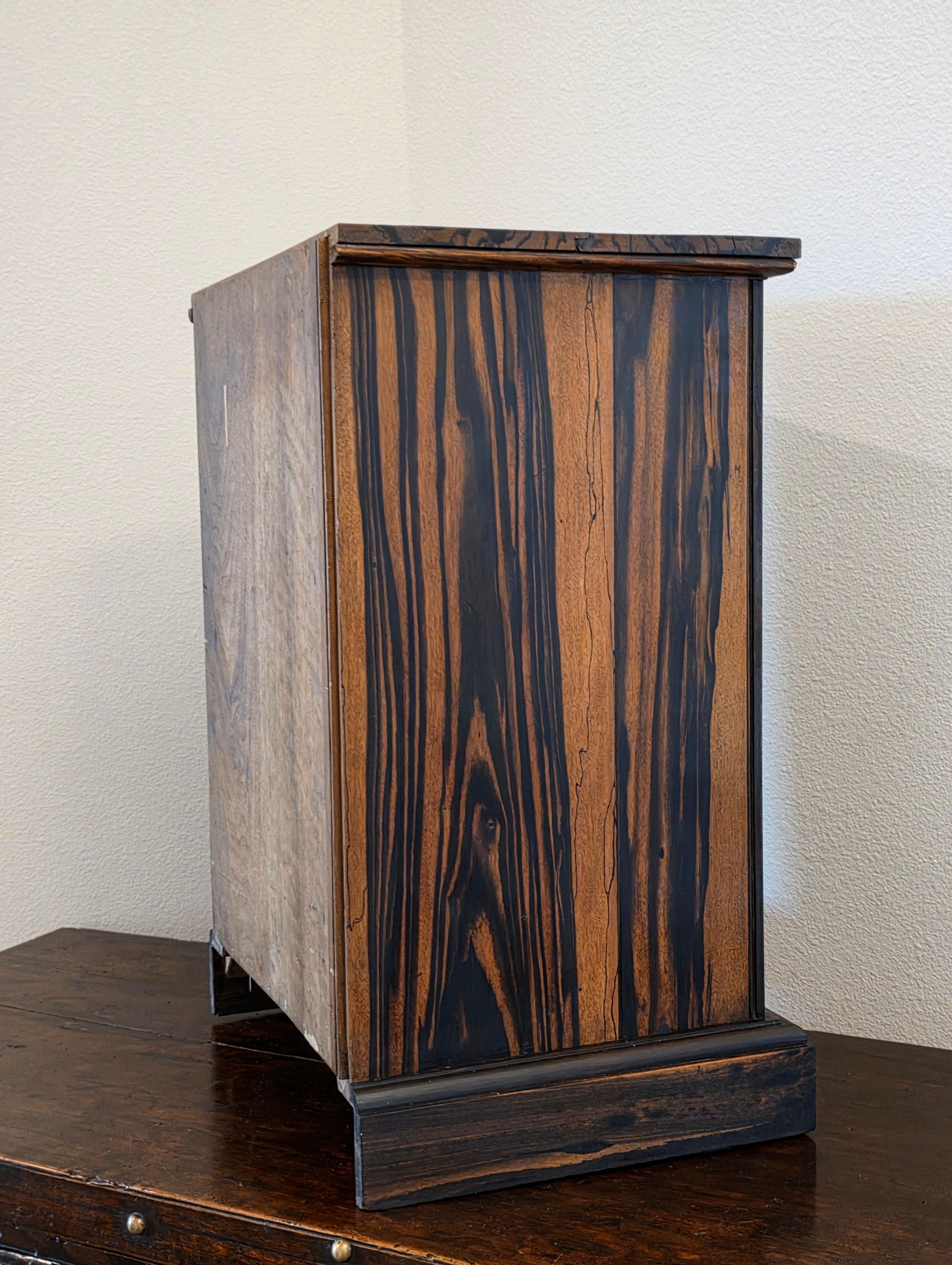 Antique Hobbs & Co. London Regency Style Exotic Zebra Wood Collector's Cabinet For Sale 7