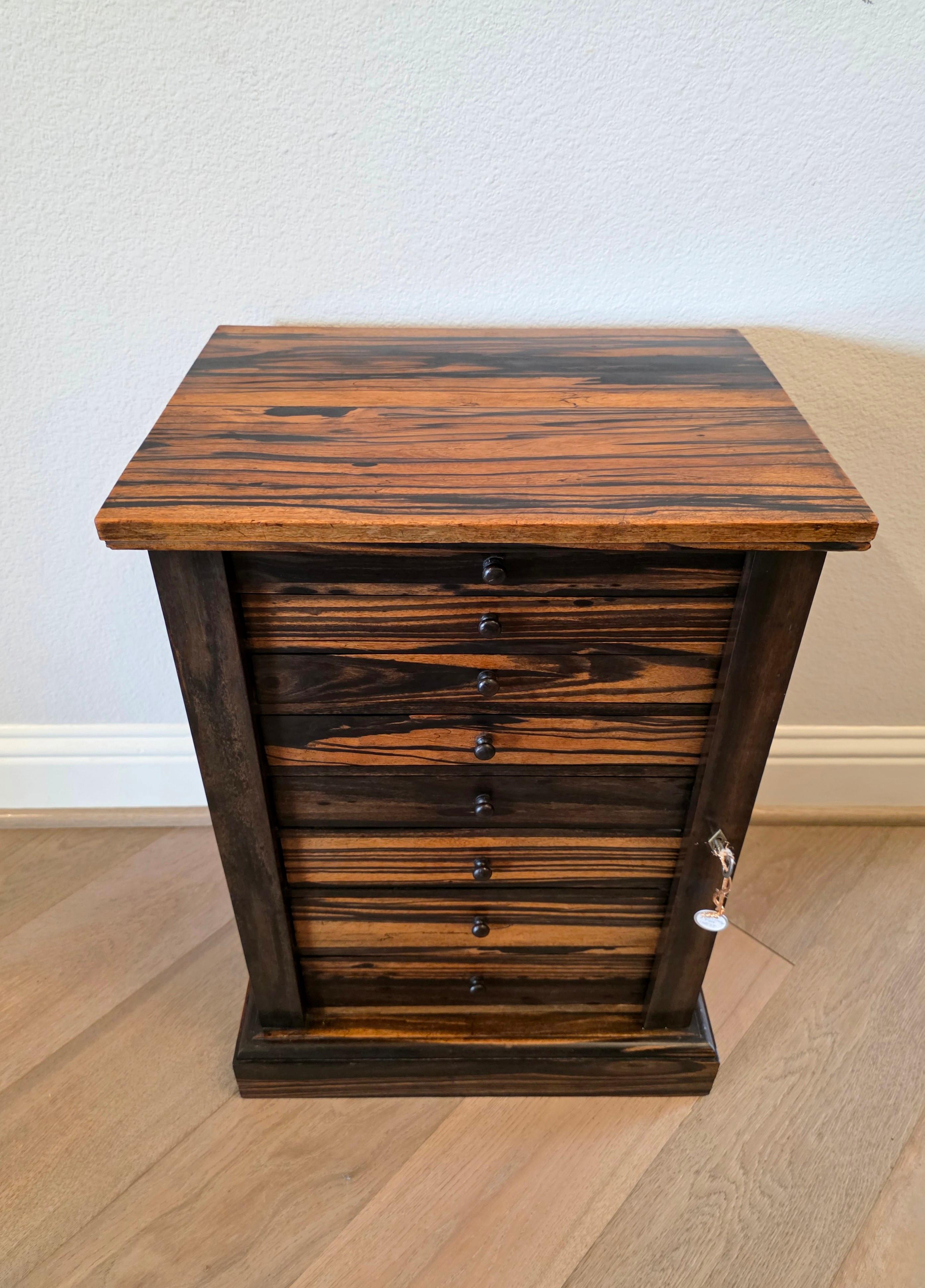 Antique Hobbs & Co. London Regency Style Exotic Zebra Wood Collector's Cabinet For Sale 10