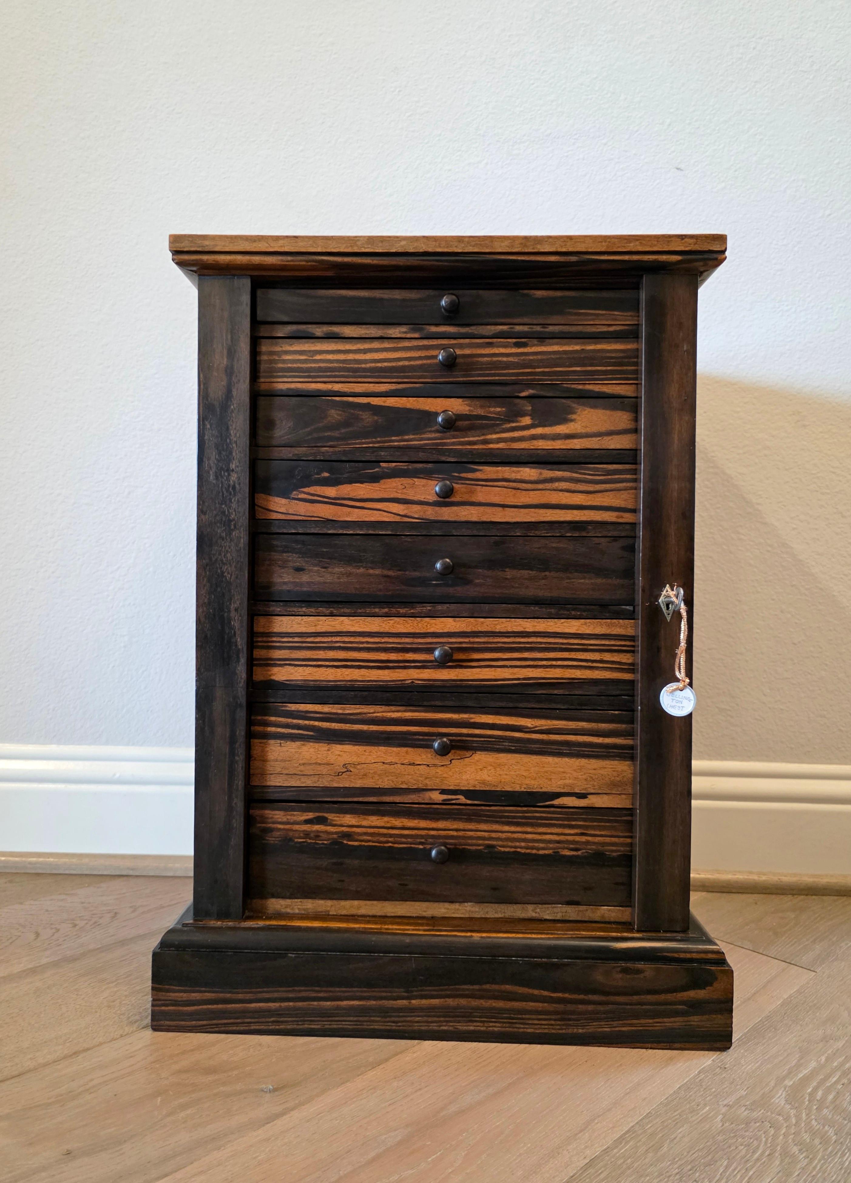 Antique Hobbs & Co. London Regency Style Exotic Zebra Wood Collector's Cabinet For Sale 11