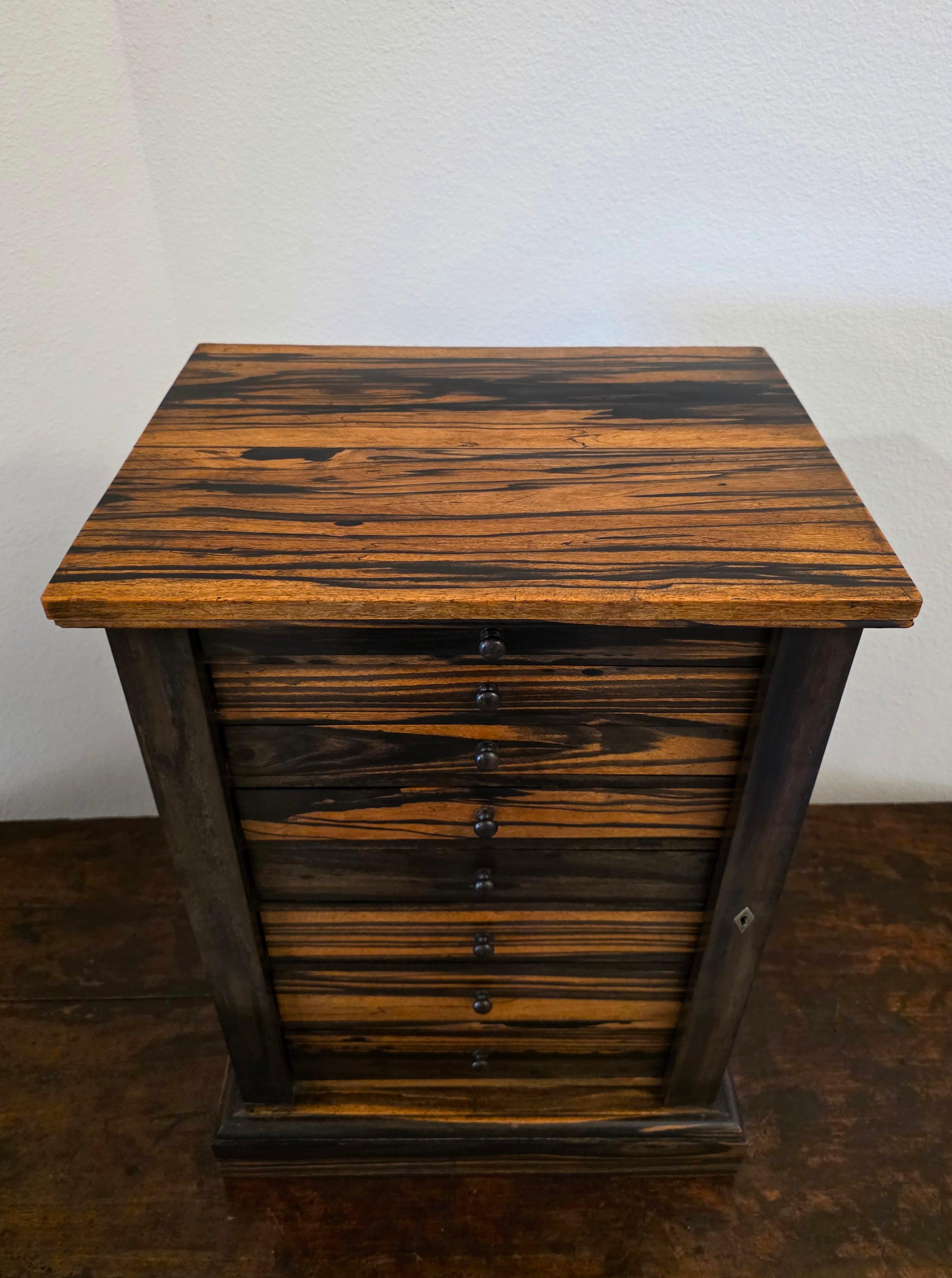 Antique Hobbs & Co. London Regency Style Exotic Zebra Wood Collector's Cabinet For Sale 1