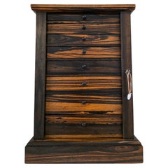 Antique Hobbs & Co. London Regency Style Exotic Zebra Wood Collector's Cabinet