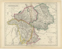 Antique Hobson Fox-Hunting Atlas Map of Westmorland, Lake District, circa 1870