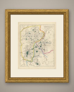 Antique Hobson Fox Hunting Map of Bedfordshire, Oakley Hunt, circa 1870