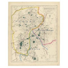 Antique Hobson Fox Hunting Map of Bedfordshire, Oakley Hunt, circa 1870