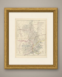 Antique Hobson Fox Hunting Map of Cambridgeshire, Puckeridge Hunt, circa 1870