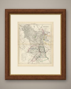 Antique Hobson Fox Hunting Map of Derbyshire, Hoar Cross Hunt, circa 1870