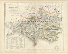 Antique Hobson Fox Hunting Map of Dorsetshire, Blackmore Vale Hunt, circa 1870