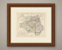 Antique Hobson Fox Hunting Map of Durham, Raby Hunt, circa 1870