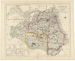 Antique Hobson Fox Hunting Map of Durham, Raby Hunt, circa 1870