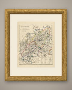 Antique Hobson Fox Hunting Map of Gloucestershire, Beaufort Hunt, circa 1870
