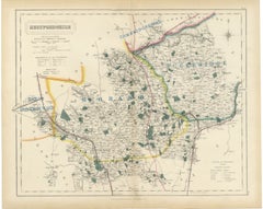 Antique Hobson Fox Hunting Map of Hertfordshire, Puckeridge Hunt, circa 1870