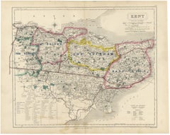 Antique Hobson Fox Hunting Map of Kent, Tickham Hunt, circa 1870
