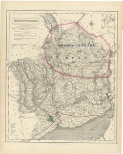 Antique Hobson Fox Hunting Map of Monmouthshire, Monmouthshire Hunt, circa 1870