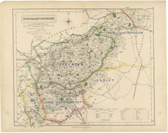 Antique Hobson Fox Hunting Map of Northamptonshire, Pytchley Hunt, circa 1870