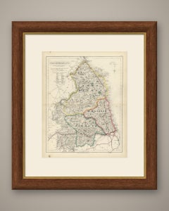 Antique Hobson Fox Hunting Map of Northumberland, Tynedale Hunt, circa 1870