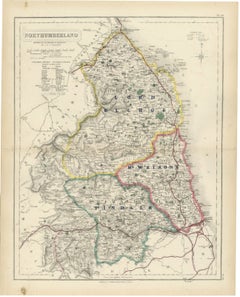 Antique Hobson Fox Hunting Map of Northumberland, Tynedale Hunt, circa 1870