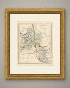 Antique Hobson Fox Hunting Map of Oxfordshire, Heythrop Hunt, circa 1870