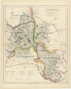 Antique Hobson Fox Hunting Map of Oxfordshire, Heythrop Hunt, circa 1870