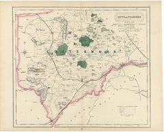 Antique Hobson Fox Hunting Map of Rutland, Cottesmore Hunt, circa 1870