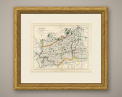 Antique Hobson Fox Hunting Map of Surrey, Surrey Union Hunt, circa 1870