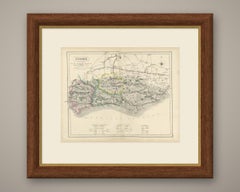 Antique Hobson Fox Hunting Map of Sussex, Crawley and Horsham Hunt, circa 1870