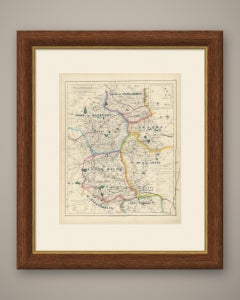 Antique Hobson Fox Hunting Map of Wiltshire, Beaufort Hunt, circa 1870