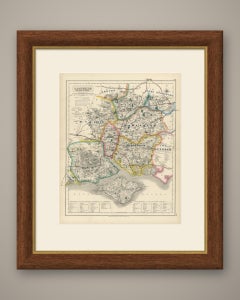 Antique Hobson Map of Hampshire and Isle of Wight, Hambledon Hunt, circa 1870
