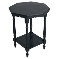 Table basse d'appoint ancienne en noyer noir de Toscane Hoctagonale par Dini & Puccini