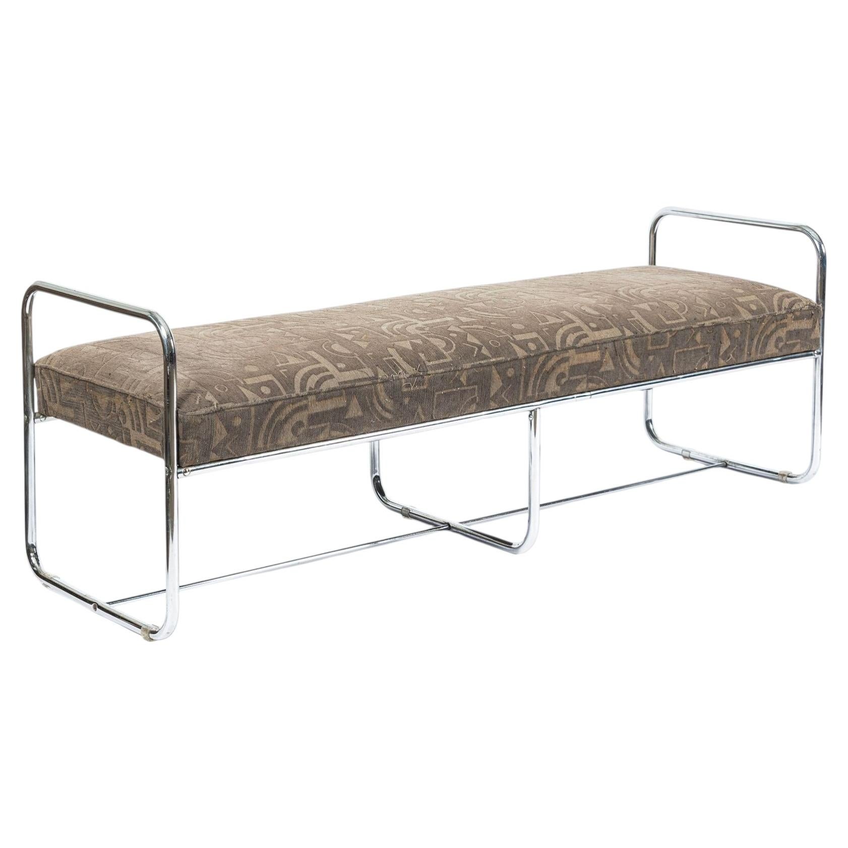 Antique Hoffmann Daybed Bench for Howell Art Deco Chrome Tubular Bench 1940s