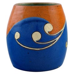Antique Höganäs Art Nouveau Vase in Glazed Ceramics, Early 20th Century