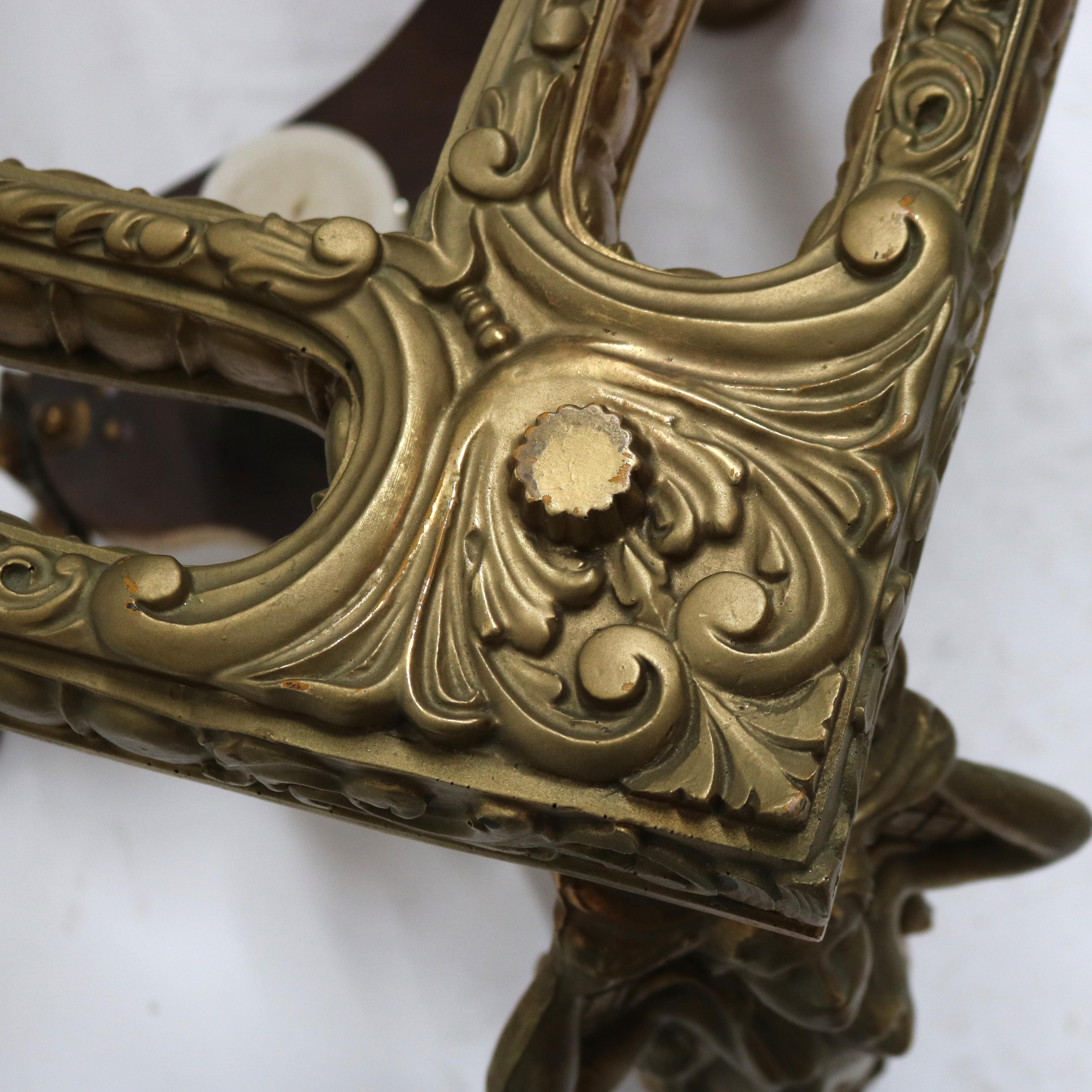Antique table sirène figurative Hollywood Regency en laiton et verre C1930 en vente 5