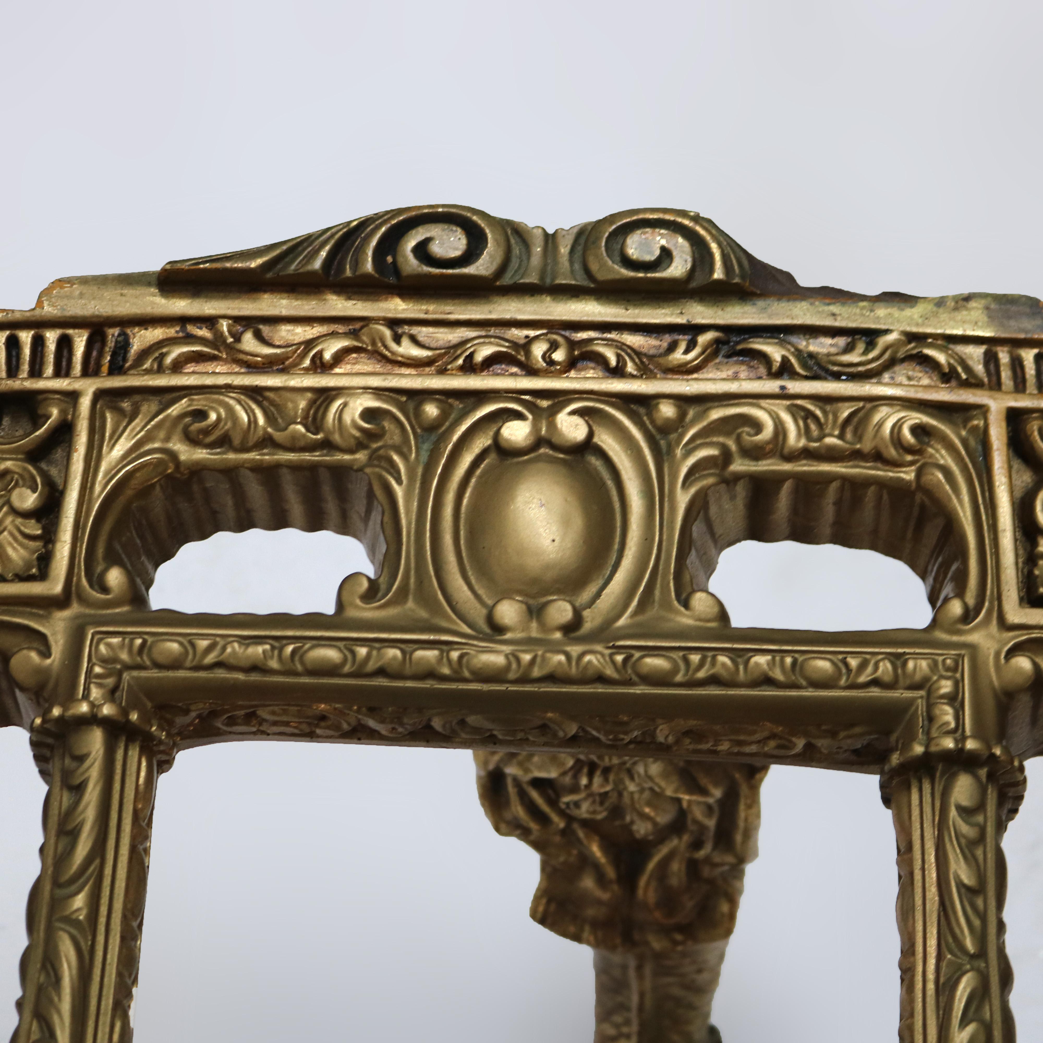 Antique table sirène figurative Hollywood Regency en laiton et verre C1930 en vente 3