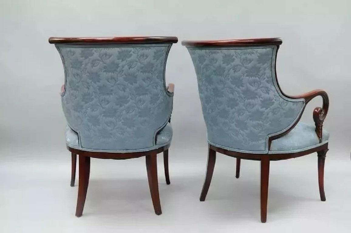Antique Hollywood Regency Grosfeld House Mahogany & Rosewood Arm Chairs - a Pair For Sale 2