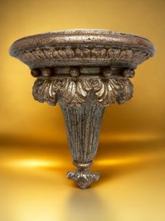 Antique Hollywood Regency Tole Toleware Silvered Wall Console Shelve Italy 1920s