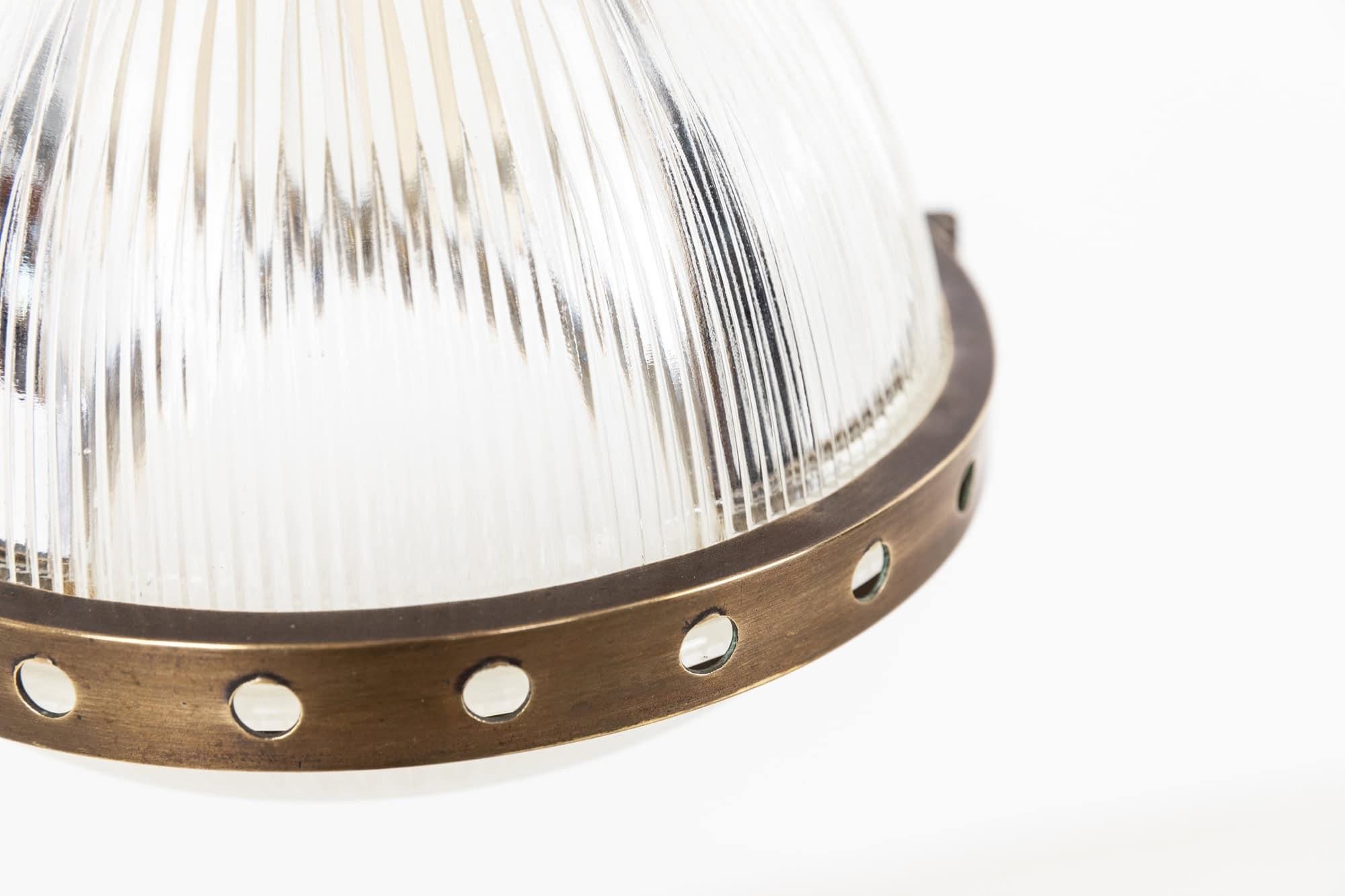Art Deco Antique Holophane 'Excellite' French Prismatic Glass Pendant Lamp, C.1920 For Sale