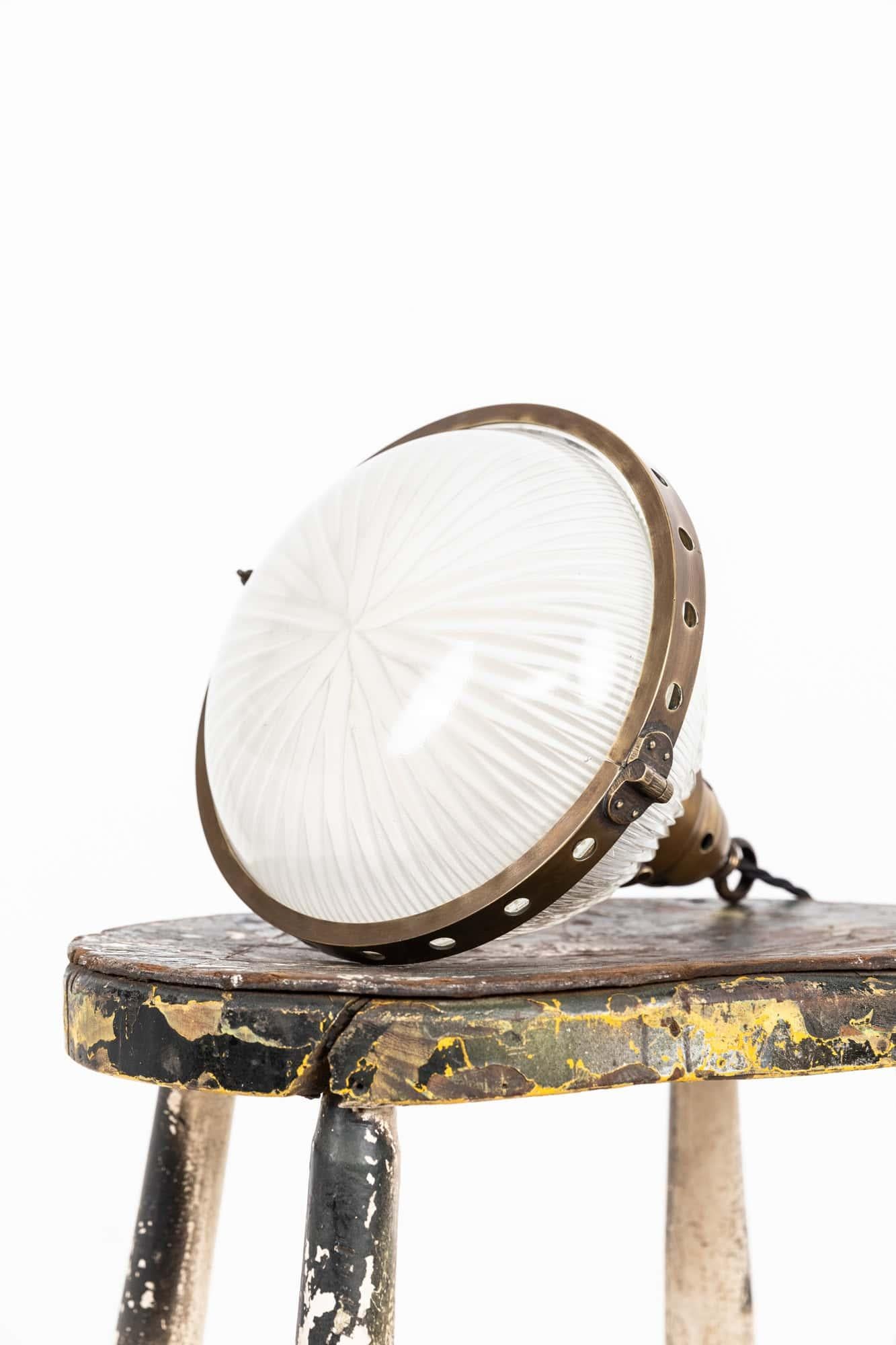 Antique Holophane 'Excellite' French Prismatic Glass Pendant Lamp, C.1920 In Good Condition For Sale In London, GB