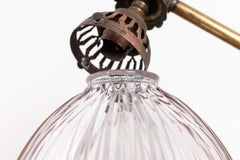 Antique Holophane Prismatic Glass and Brass Former Gas Wall Lamp, c.1920
