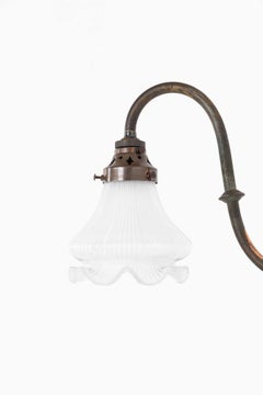 Antique Holophane Prismatic Glass and Copper Former Gas Wall Lamp, c.1890