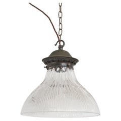 Antique Holophane Prismatic Glass Church Kitchen Ceiling Pendant Light Antique Holophane Prismatic Glass Church Kitchen Ceiling Pendant Light