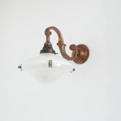 Antique Holophane Prismatic Glass Church Kitchen Island Brass Wall Light