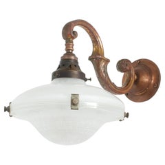 Antique Holophane Prismatic Glass Church Kitchen Island Brass Wall Light