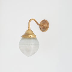 Antique Holophane Prismatic Glass Church Kitchen Island Brass Wall Light Sconce